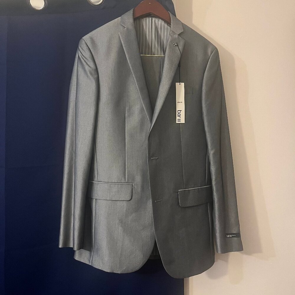Slim Fit Bar III Light Grey Jacket for Suit